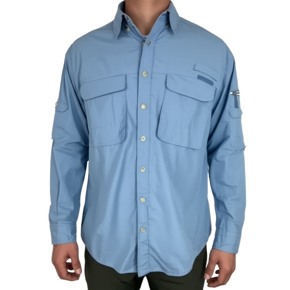 ExOfficio Long Sleeve Mens‎ XL Light Blue Insect Shield Gorpcore Travel Fishing